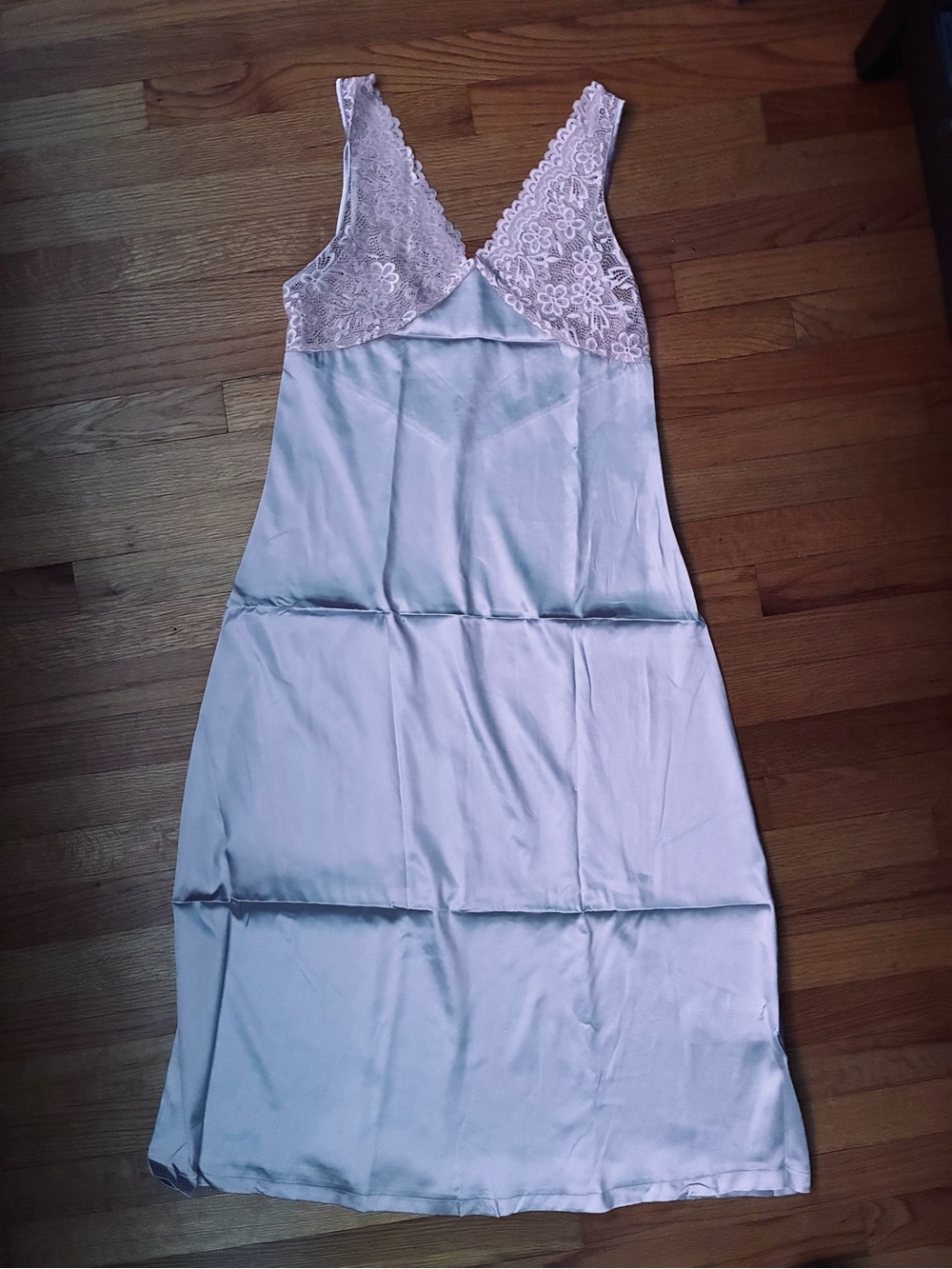 Lace-Trim Satin Chemise Slip - Light dusty rose/ pink